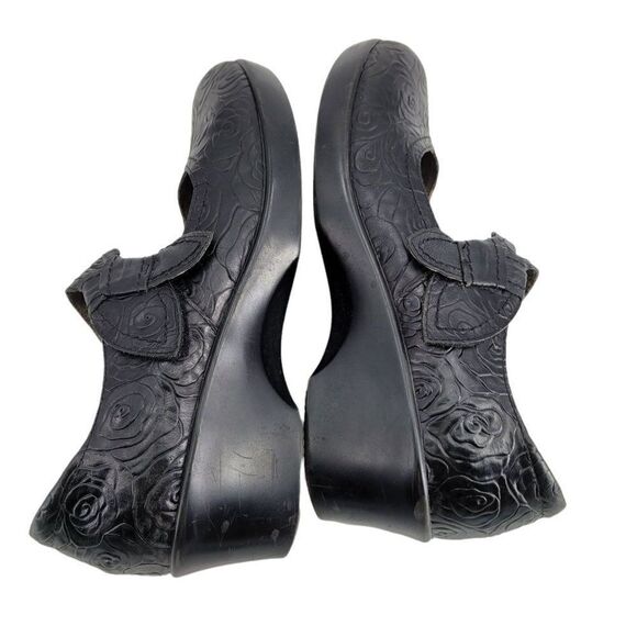 Vtg Y2K Alegria Mary Jane Leather Chunky 3D Rose Embossed Ell-541 Black Sz 41 - Picture 5 of 12